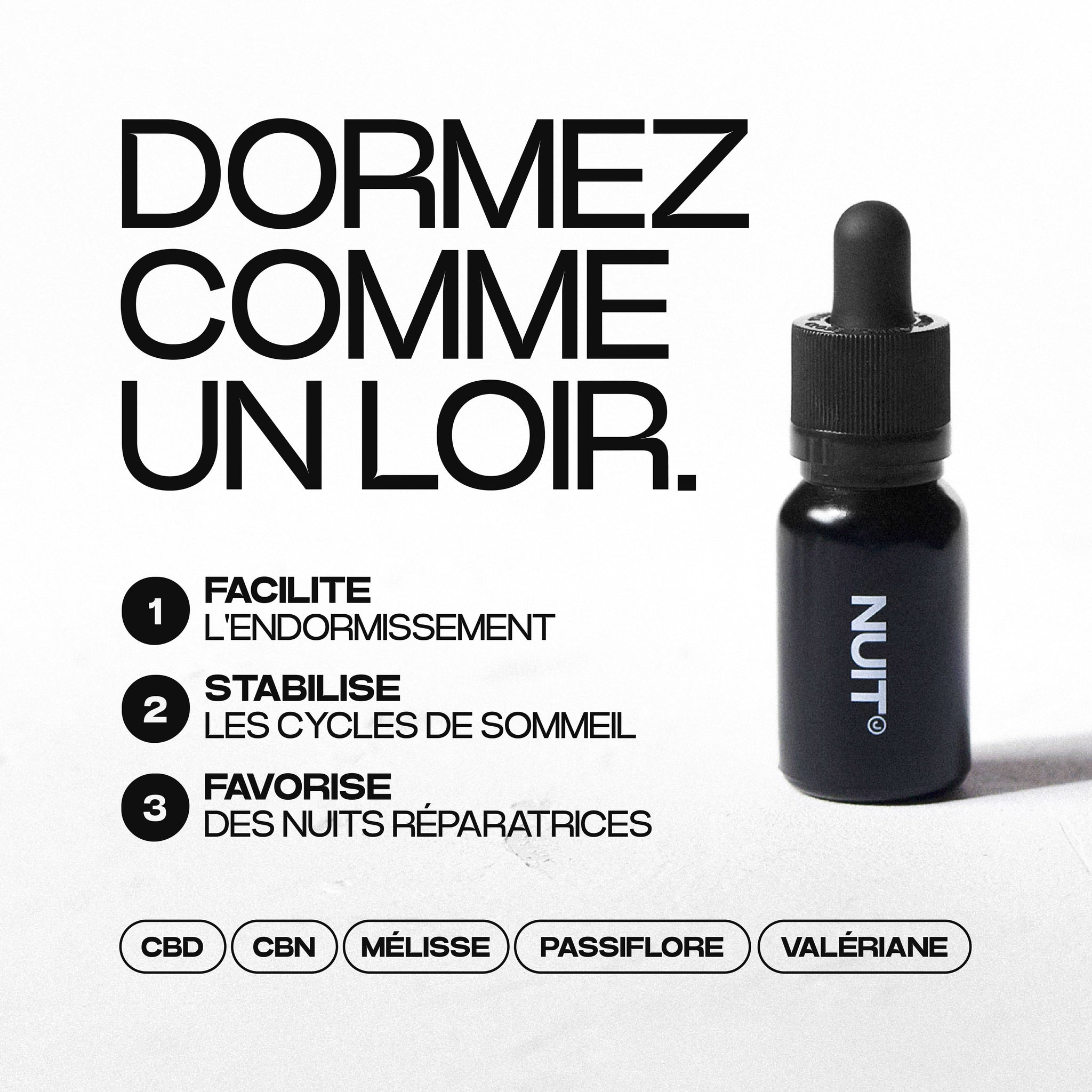 NUIT 45% - HUILE CBD + CBN + VALÉRIANE + PASSIFLORE + MÉLISSE